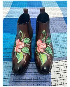 Floral Painted Leather Boots