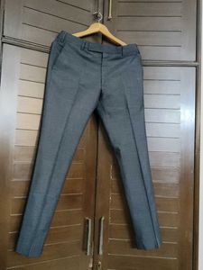 Men Dark Grey Tailored Fit Viscose Formal Trouser