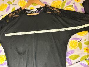 Black Lace Sleeve Over Size Top