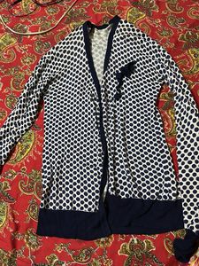 White Blue Doted Pattern Sweat