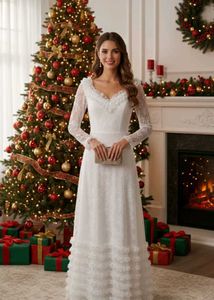 Elegant White Christmas/Wedding Gown