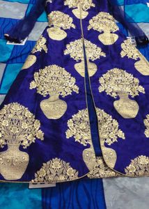 Royal Blue &amp; Gold Embroidered Dress