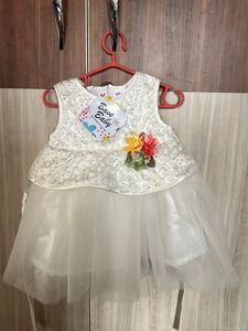 Frill Party Wear White Baby Girl Frock