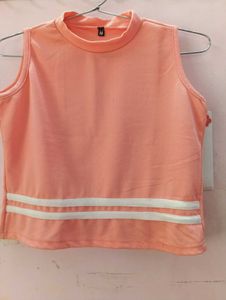 New Sleeveless Peach Crop Top