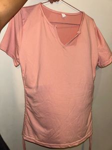 Peach Tie-Up Tunic Top