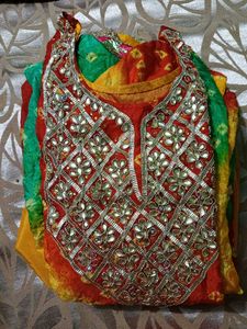 Multiple Color Bandhani Suit
