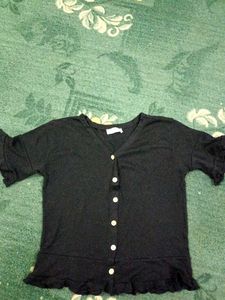 Black Button-Up Top