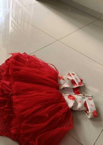 Red Flower Girl Dress