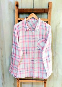 Pink Plaid Cotton Shirt Size-44-46
