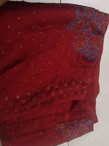 Excellent stone work saree with blouse