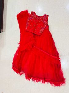 Rani Pink Colour Crop Top With Skirt And Dupatta
