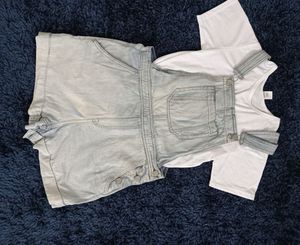 H&amp;M washed blue denim cotton dungree