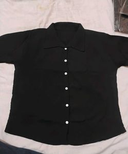 Elegant Black Button-Down Shirt all size
