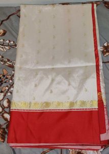 Saree It&#39;s A New White Red