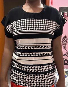 Houndstooth & Stripe Top