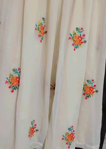 Cream Ethnic Gown Multi Floral Work 36 Bust