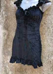 14121. Black Velvet Mini Dress