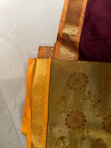 Maroon New Saree With Kasavu