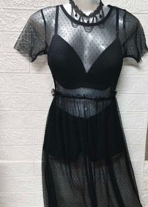 Black Polka Dot Mesh Dress S To M Size