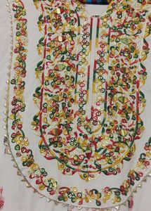 Embroidered Print Long Sleeve Flowy Gown