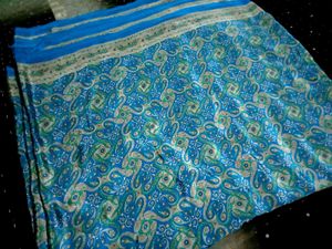 Elegant Blue satin silk Saree