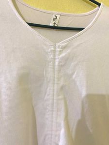 Baby Doll White V-Neck Top