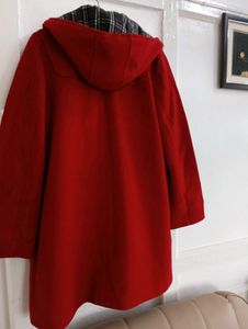 Red Wool Blend Duffle Coat