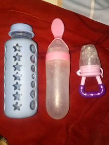 Baby Glass  Bottle & Feeder Set