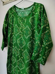 Green Bandhani Print Kurti