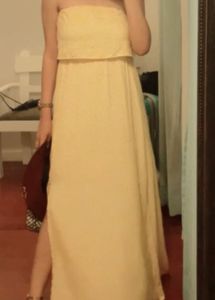 Yellow Floral Slit Maxi Dress