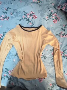 Cute Beige Long Sleeve Top