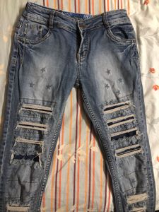 Ribbed Blue Jeans