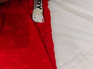 Red Sweetheart Neck Top For Women