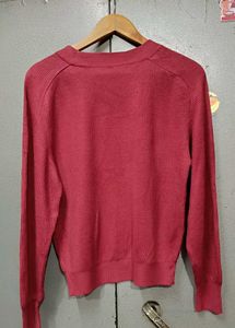 Burgundy Ribbed Knit Sweater