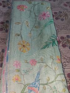 Floral & Bird Print Fabric Saree