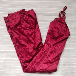 ✧⁠*⁠。Burgundy Satin Midi Dress