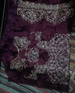 New Wine Shade Saree With Designer Blouse Piece