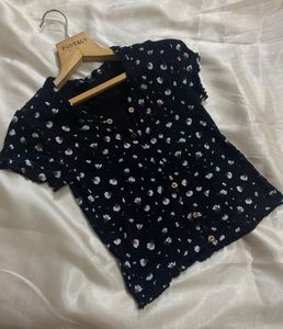 Midnight Floral Ribbed Top