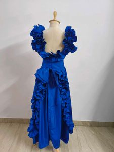 Vintage Blue Ruffle Dress