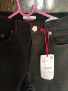 Zara High-waisted Black Straight Fit Jeans