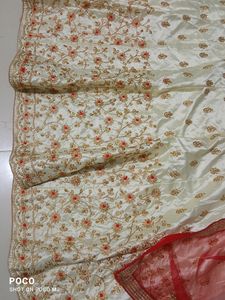 Cream Red Lehenga Choli