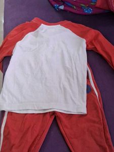 Red and White Tshirt With Pyjama