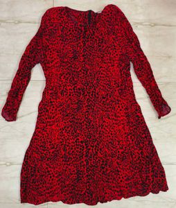 Red &amp; Black Leopard Print Dress