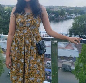 Mustard Floral Print Dress