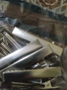 Silver Metal Hair Clips - Set of 12
