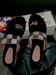 Sparkly Black Slides