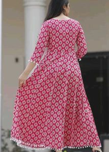Pink Printed Anarkali Kurta