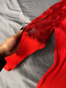 Chic winter red Midi Dress