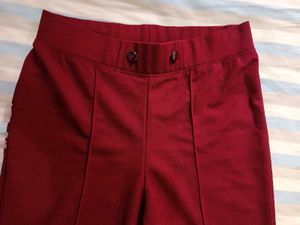Women Regular Fit Maroon Pant
