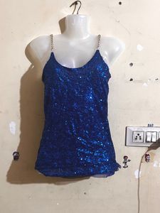 Sparkling Blue Sequin Tank Top